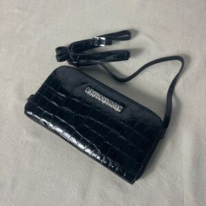 Brighton Glossy Black Embossed Wristlet